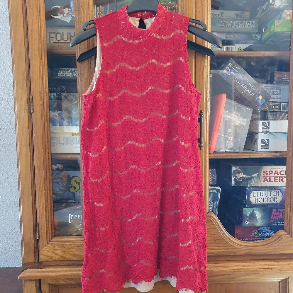 Love, Fire Red Lace Dress Medium